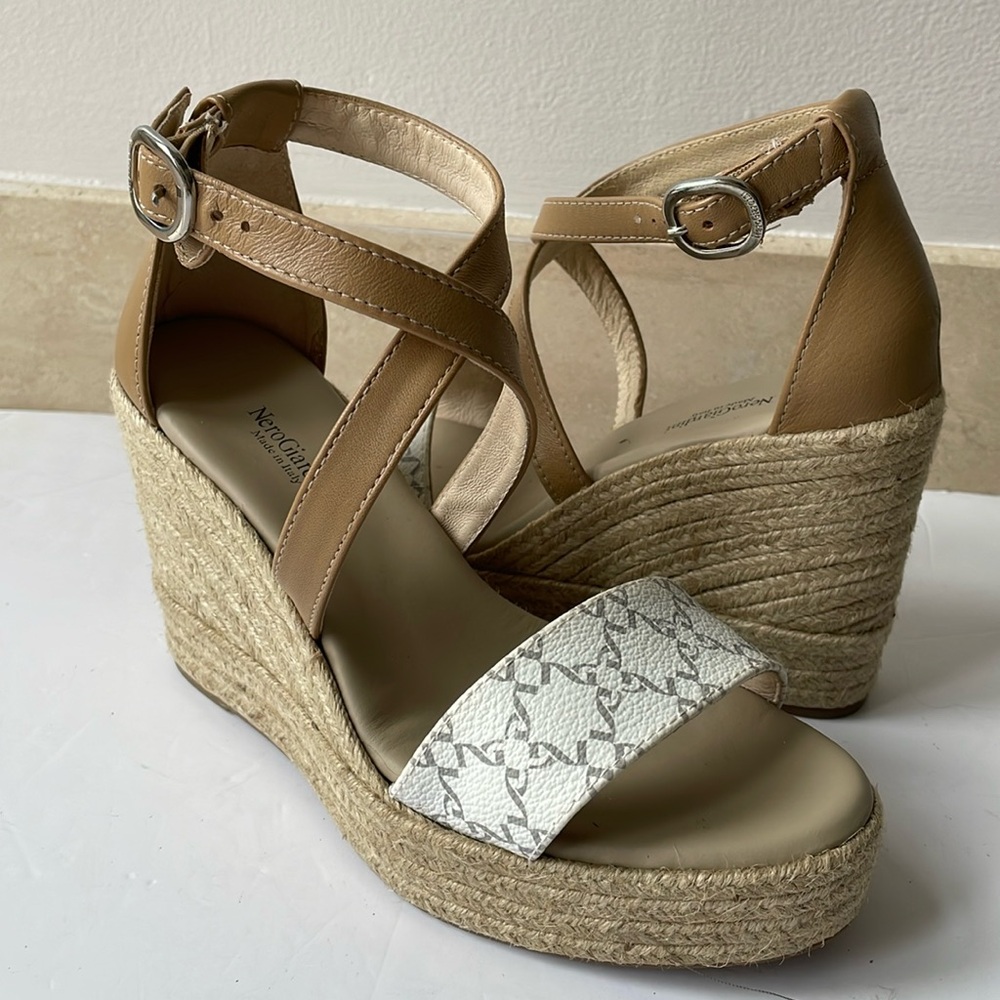 NWOT Made In Italy Leather Wedges .
